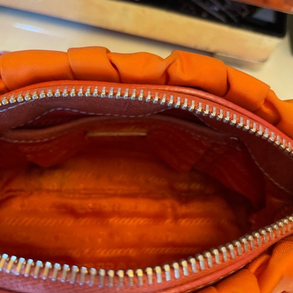 Mini Prada handbag made of orange fabric, - Picture 9 of 13
